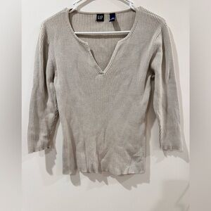 GAP Tan Ribbed Fitted Blouse